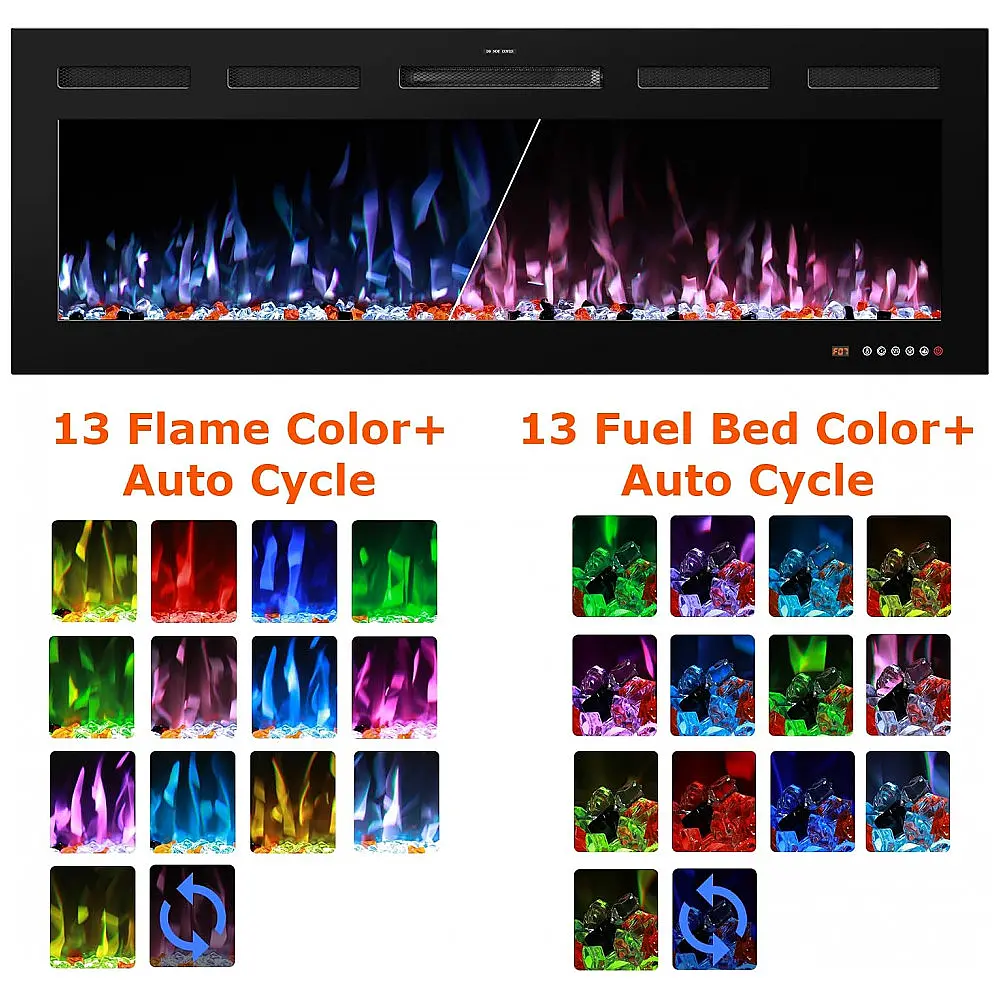 Lareira Elétrica Vinemount 122x45cm 1500W WiFi Alexa 13 Cores Embutir 110V — foto 3