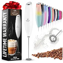 Espumador de Leite Elétrico Portátil para Café com Motor de Titânio e Alça Ergonômica, Branco