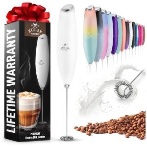 Espumador de Leite Elétrico Portátil para Café com Motor de Titânio e Alça Ergonômica, Branco