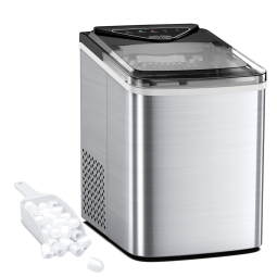 FOOING Máquina de Gelo Automática Portátil Produz até 11kg, 24H, 110V, Cor Prata