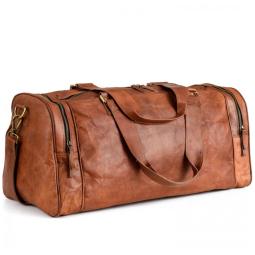 Bolsa de Viagem Masculina Vintage Clássica de Couro 45L, BERLINER BAGS, Marrom