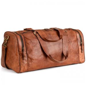 Bolsa de Viagem Masculina Vintage Clássica de Couro 45L, BERLINER BAGS, Marrom