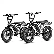 Bicicleta elétrica Jasion RetroVolt kit 2 unidades cinza pneus 20x4 suspensão dupla motor 1500W pico bateria 48V 13Ah 70 km 7 marchas 110V