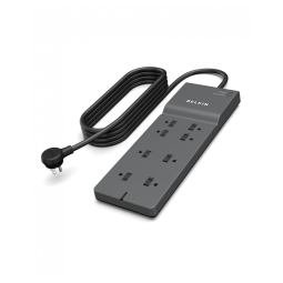 Protetor Contra Picos de Energia e Raios 2500 Watts com 8 Portas CA, 110v, BELKIN BE108000 , Preto