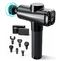 Massageador Pistola Elétrico Profissional Sem Fio 6 Acessórios e 30 Velocidades, SUKITEKIE, Preto
