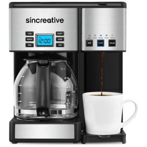 Cafeteira Elétrica Programável 2.8L em Aço Inoxidável com Painel Digital, 110v, SINCREATIVE KCM218, Prateado