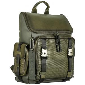 Mochila Masculina de Couro Vintage para Laptop, VELEZ, Verde