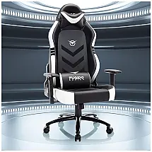 Cadeira Gamer Ergonômica Reclinável e Giratória com Apoio Lombar e Cabeça, e Branca, FUQIDO, Preto