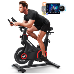 Bicicleta Ergométrica Eestacionária Bluetooth com Resistência Magnética Resistência Automática, MERACH, Preta