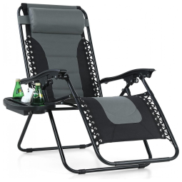 PHI VILLA Cadeira Reclinável Gravidade Zero c, Suporte para Copos Preta