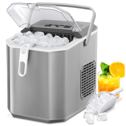 Máquina de Gelo Portátil com Capacidade para 11 kg em 24H, Autolimpeza, Cesta e Colher de Gelo, 110V, Xbeauty, Cinza Diamante