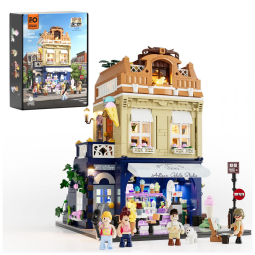 FUNWHOLE Kit de Bloquinhos de Montar GelatoStore com Luzes LED - Loja de Sorvetes Modular com 1948 Peças para Adultos