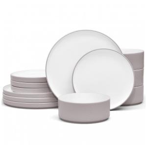 Aparelho de Jantar, Elegância e Sofisticação para Sua Mesa com 12 Peças, Formato Redondo e Estilo Minimalista, Noritake, Bege