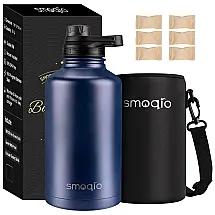 Cooler Portátil para Garrafas de cerveja com Isolamento Duplo, Aço Inox, SMOQIO, Azul