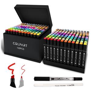 Conjunto de Canetas Artisticas 120 Cores com Suporte para Caneta e Estojo de Transporte para Adultos, Colpart
