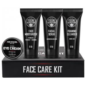 Kit Skincare Facial para Homens com Hidratante Facial Rejuvenescedor, Esfoliante Facial Microdermoabrasão e Sabonete para Olhos