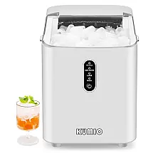Máquina de Gelo até 12 kg em 24H Portátil com Colher e Cesta de Gelo, 110V 120W, KUMIO, Branca