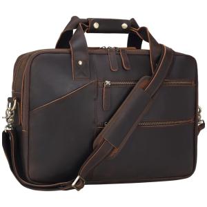 Bolsa Carteiro Masculina de Couro Bovino para Laptop com 15,6 Polegadas, Masa Kawa