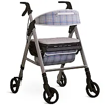 Andador para Idoso Dobrável até 113kg com Assento, Martha Stewart, Bege e Azul