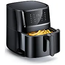 Fritadeira Elétrica AirFryer 6L com Painel Digital e Livro de Receitas, 110V 1750W, iLIKENEW, Preta