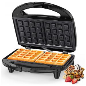 Máquina de Waffle OSTBA, 2 Fatias de Ferro Antiaderente, Máquina de Waffle Belga com Luzes Indicadoras, Livre de PFOA, Perfeita para Café