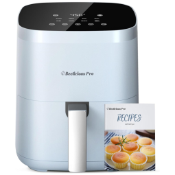 Fritadeira Elétrica Air Fryer 8 em 1, 3,7L com Tecnologia Flavor-Lock e Tela de Vidro Temperado, 110V 1550W, Beelicious Pro, Azul Claro