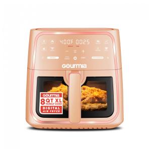 Fritadeira Elétrica Air Fryer Gourmia Pêssego 7,6L Janela com Luz 8 Programas FryForce 360 1700W 110V