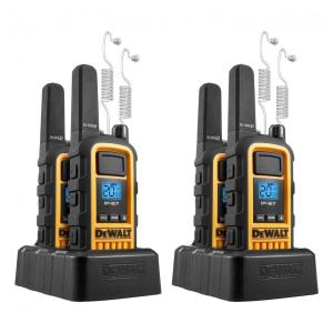 Kit 2 Rádio Walkie Talkie 2W à Prova dÁgua, Longo Alcance e Recarregável de Duas Vias com VOX, DEWALT DXFRS800