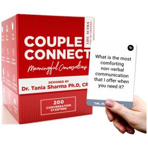 Jogo de Tabuleiro para Casais COUPLE CONNECT com 200 Cartões de Conversação Elaborados por Psicólogos, para 2 Jogadores, Life Sutra CRCRC001