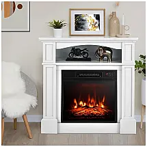 Lareira Elétrica OFFICEJOY 81x79cm 1400W Chamas Realistas Timer Portátil 110V