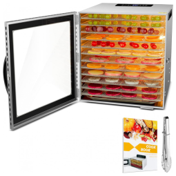 VVinRC Desidratador de Alimentos Profissional com 12 Bandejas, 1000W, 110V, Prata