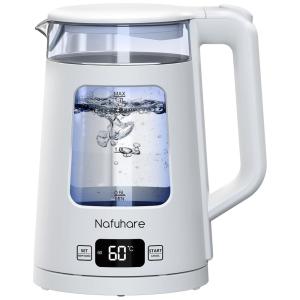 Chaleira Elétrica de Vidro 1,7L com Controle de Temperatura e Luzes LED de 5 Cores, 110V 1200W, Nafuhare, Branca