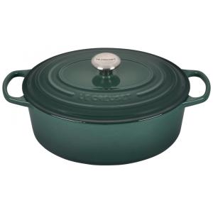 Panela de Ferro Fundido Oval 8 Litros Forno Holandês Esmaltado e Antiaderente, LE CREUSET LS2502 33795SS, Verde