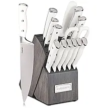 Conjunto de Facas Cuisinart em Aço Inoxidável com Bloco de Bancada, 15 Peças, Branco e Cinza