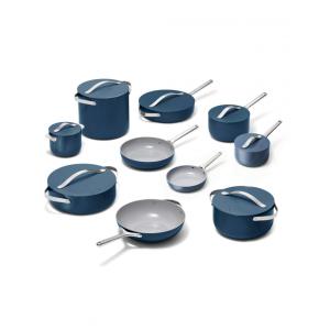 Conjunto de panelas 24 peças Caraway azul marinho com revestimento cerâmico antiaderente e organizadores 24pc Set