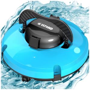 Robô Limpador de Piscina sem Fio com Bateria de 5200mAh e 2 Motores Sucção, VLTOND, Azul