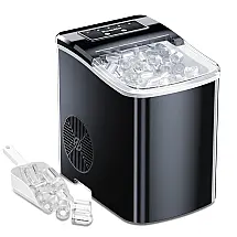 Máquina de Gelo com Capacidade para 11 kg em 24H, Colher e Cesta de Gelo, 110V 84W, Zvoutte, Preta
