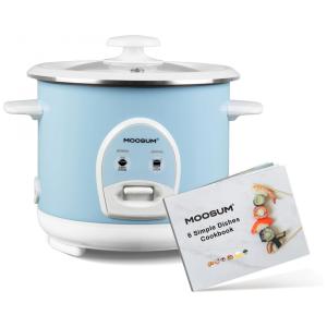 Panela de Arroz Elétrica 0,6 Litros em Aço Inoxidável com Cesto Antiaderente, 110V, MOOSUM, Azul