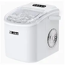 Máquina de Gelo até 12 kg em 24H Portátil com Autolimpeza e Colher de Gelo, 110V 300W, Zlinke, Branca