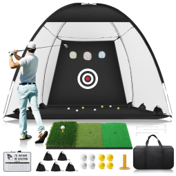 Rede de Golfe com Tapete TriTurf Dobrável, Rede de Treino 3x2,1 metros, com Alvo para Pontuação, Ideal para Treino de Tacadas ,Ywitio.