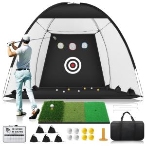 Rede de Golfe com Tapete TriTurf Dobrável, Rede de Treino 3x2,1 metros, com Alvo para Pontuação, Ideal para Treino de Tacadas ,Ywitio.