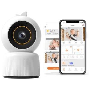 Babá Eletrônica com Câmera e Áudio, Alertas de Segurança, Visão Noturna e Zoom 4X, 110V, Cheego, Branco