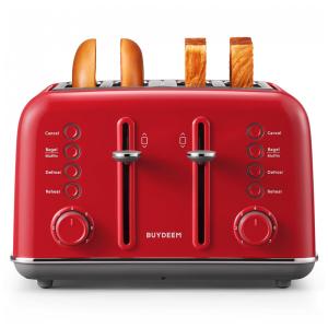 Torradeira BUYDEEM DT640 4 Fatias, Slots Largos, Aço Inox, Alavanca Alta, Função Bagel e Muffin, Bandeja Removível - 110V