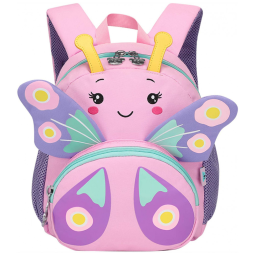 Mini Mochila Escolar Infantil CAMTOP com Detalhes 3D para Crianças, Borboleta Rosa