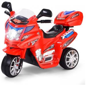 Moto Elétrica Infantil R RUIVIVRE a Bateria 6V 3 Rodas com Sons, HONEY JOY, Vermelho