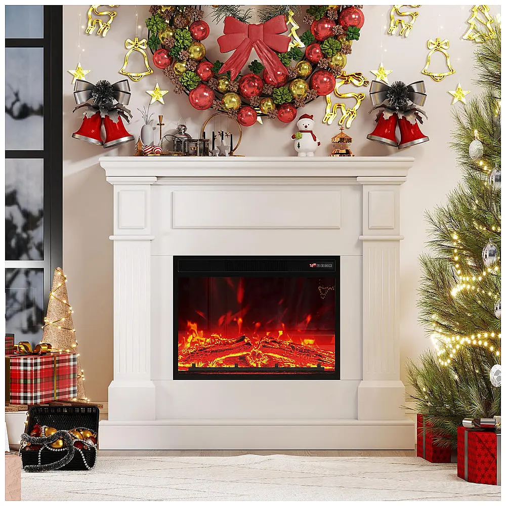 Lareira Elétrica MEIGESI com Mantel 109 cm e Insersão 58 cm 1400W Branca