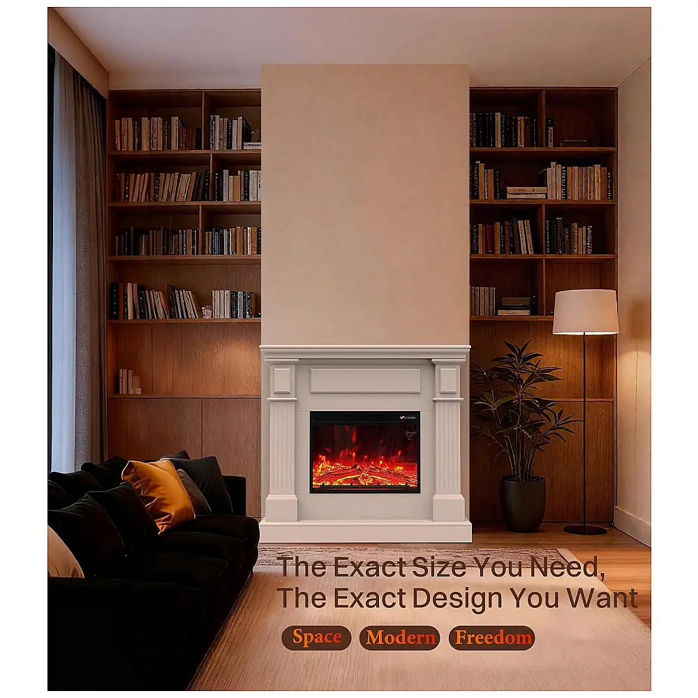 Lareira Elétrica MEIGESI com Mantel 109 cm e Insersão 58 cm 1400W Branca — foto 3