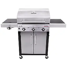 Churrasqueira a Gás 24.000 BTU com 3 Queimadores, 2 Portas e 1 Queimador Lateral em Aço Inoxidável, CHAR BROIL 463371719, Prateado