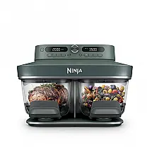 Fritadeira a Ar Ninja Crispi DD101 Zona Dupla Dois Cestos de Vidro Verde Vista 110V