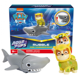 Kit de Bonecos de Ação Aqua Pups Rubble e Hammerhead para Crianças Acima de 3 Anos, Patrulha Canina